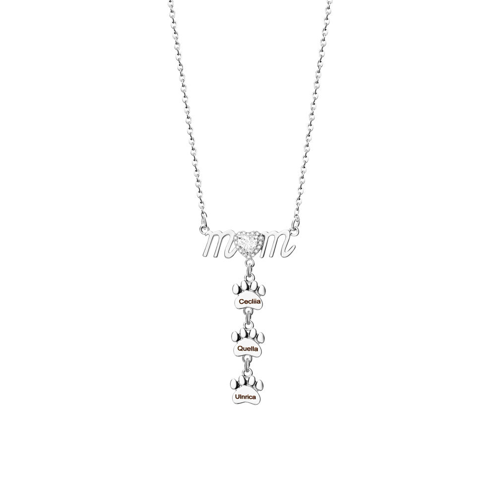 1-5 Names Engravable Mom Claw Necklace