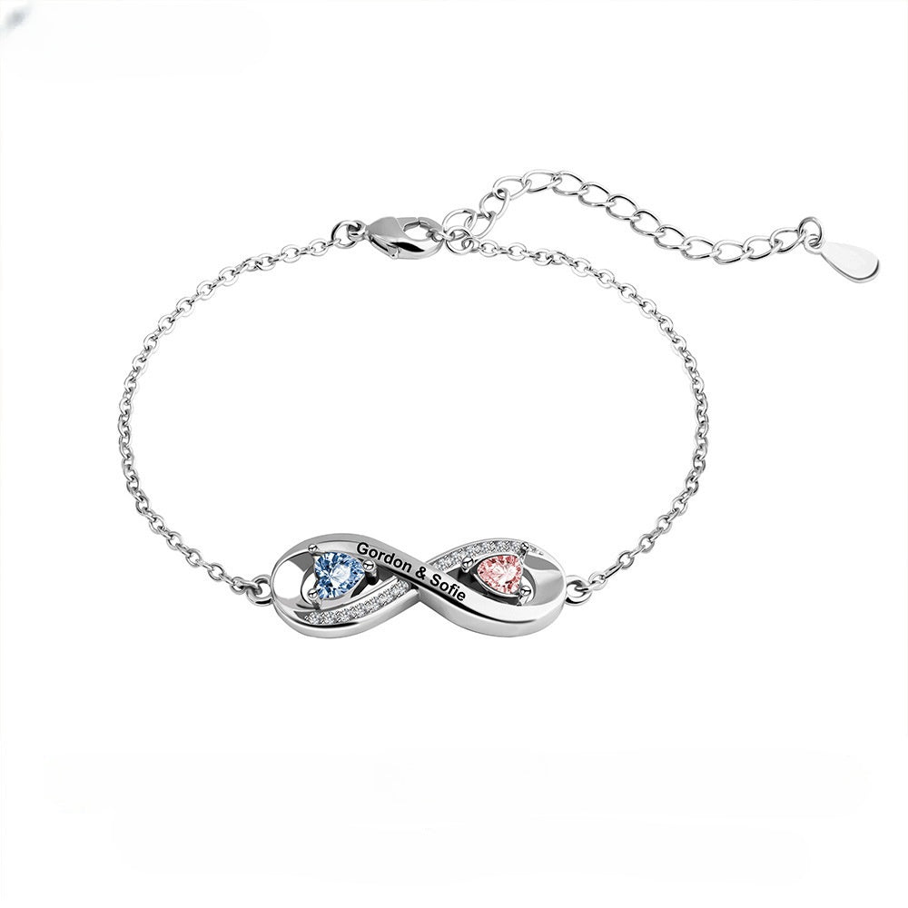 1-12 Birthstones & Names  Infinity Bracelet