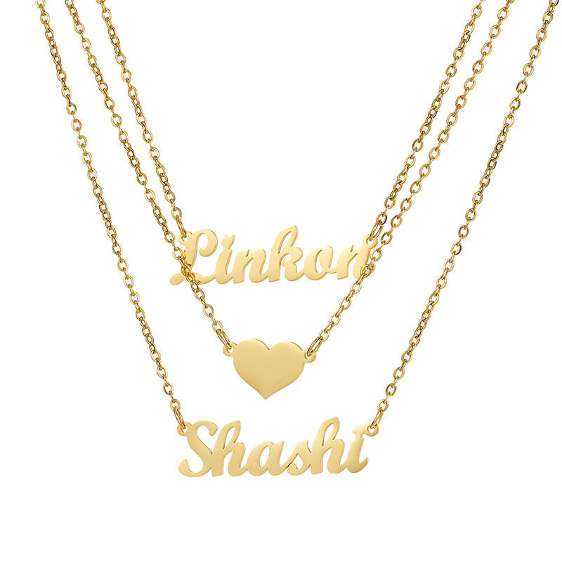 Custom Two Nameplate Pendant Gift Gold Plated Necklace