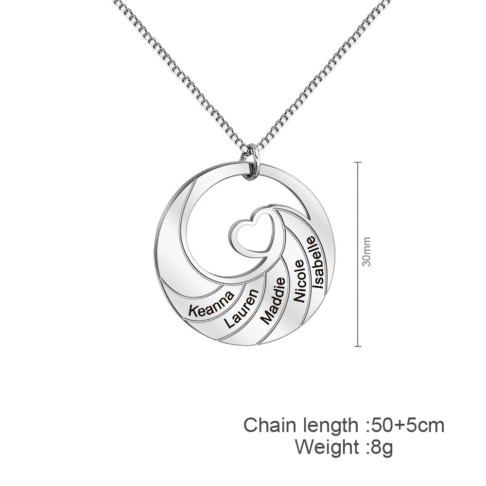 2-5 Names Circular Pendant Necklace