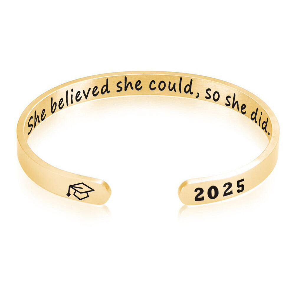 "She believed she could so she did" 2025 Graduation Hat Bracelet
