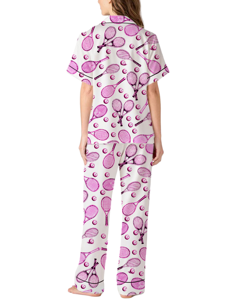 Tennis Silky Satin Pajama Pants Set For Women