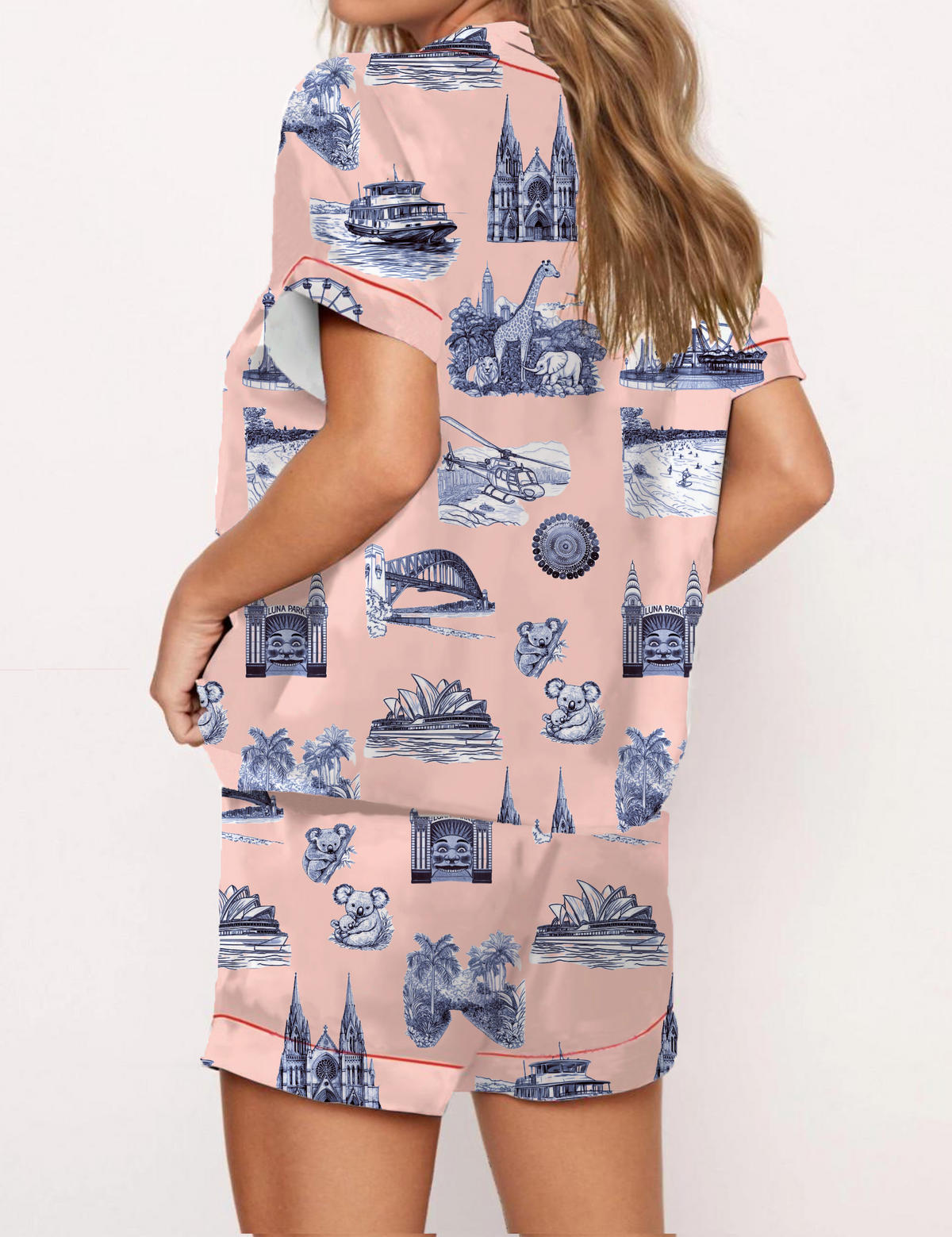 Sydney Travel Toile Silky Satin Pajama Set For Women