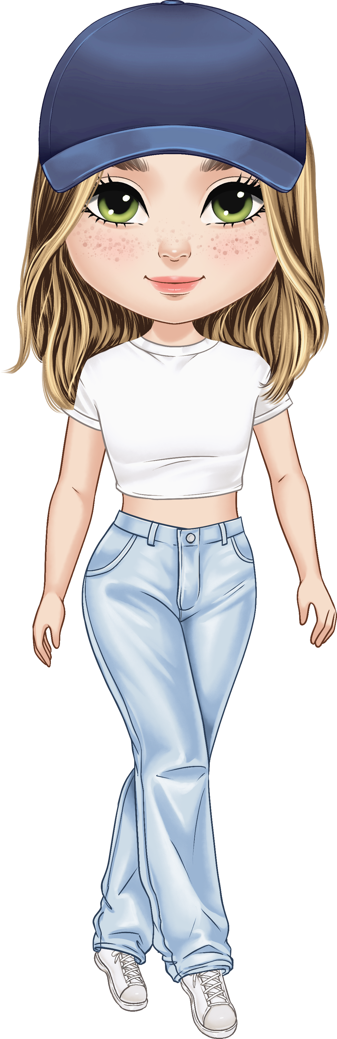 Printable Digital File Personalized Cute Cartoon Character Chibi Girl with Name and Birthflower Digital PNG Download