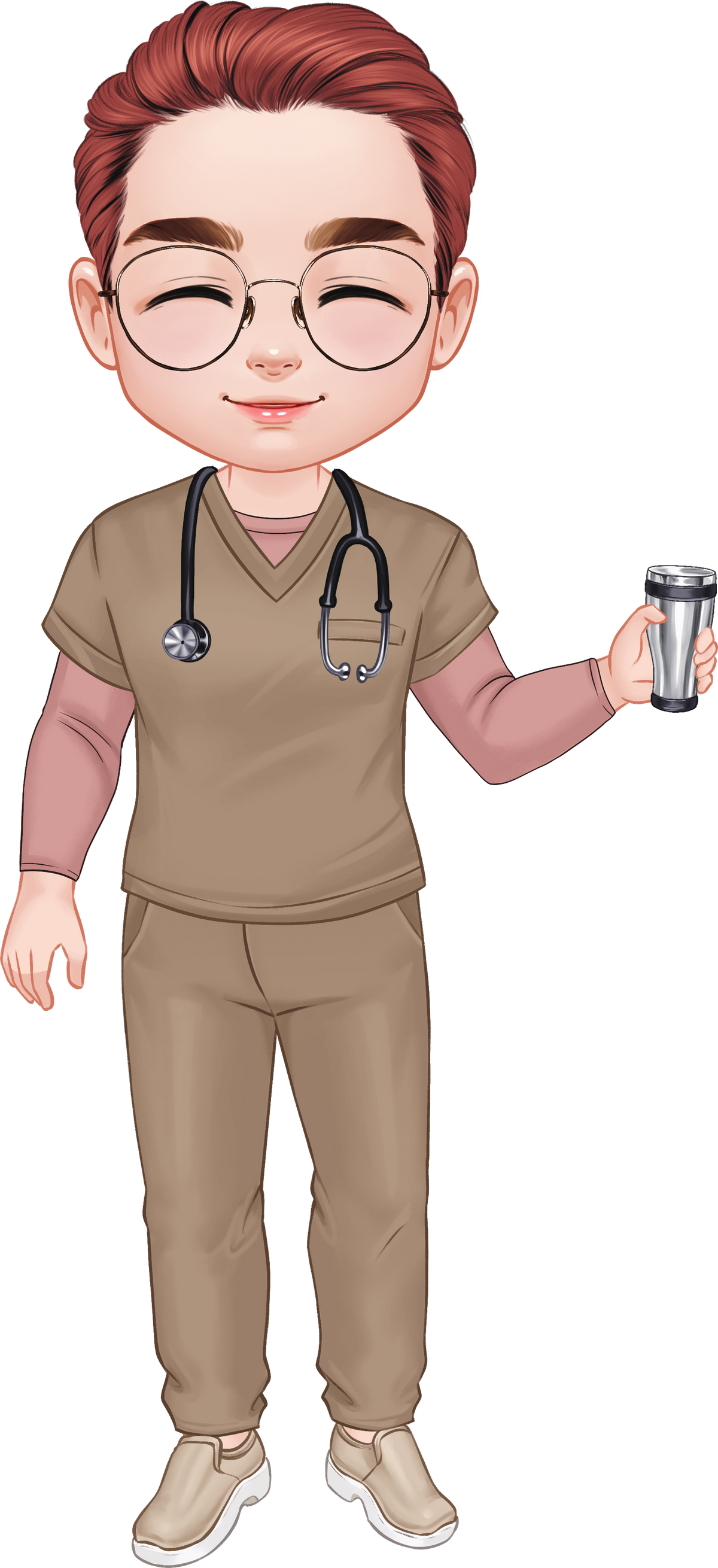 Printable Digital File Personalized Cartoon Character Medical Staff with Name Digital PNG Download