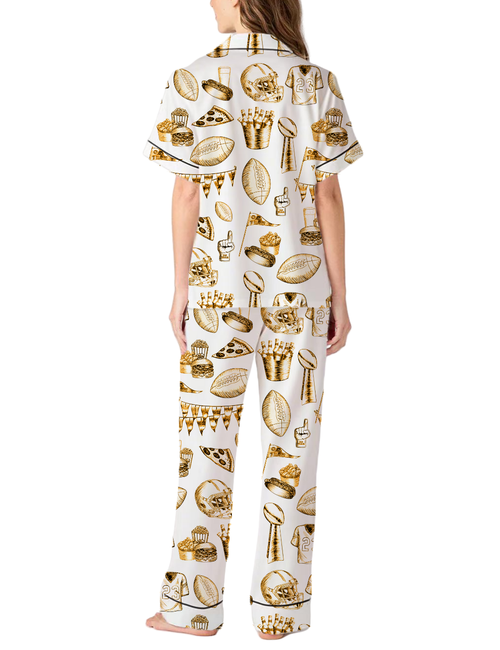 Football Theme Silky Satin Pajama Pants Set For Women