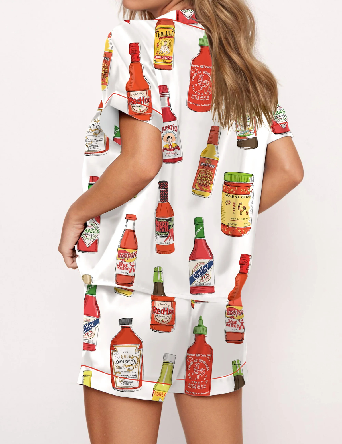 Hot Sauce Silky Satin Pajama Set For Women	