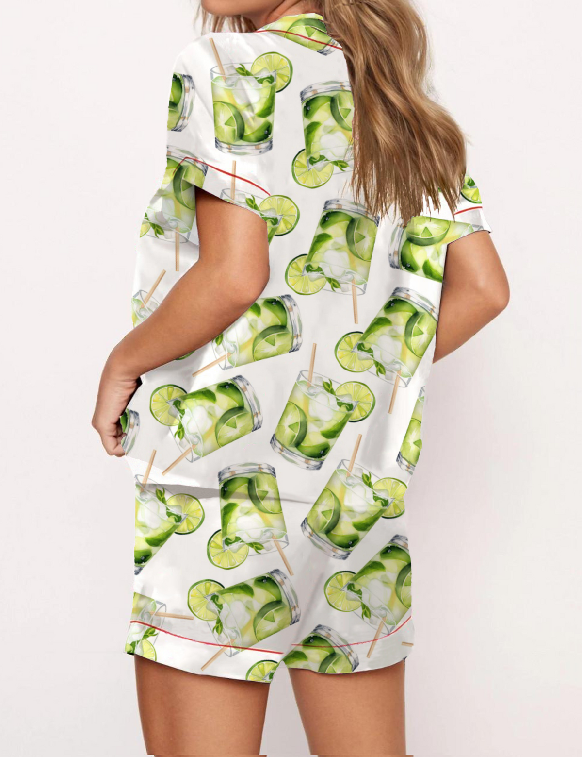 Winey Satin Pajama Short Set