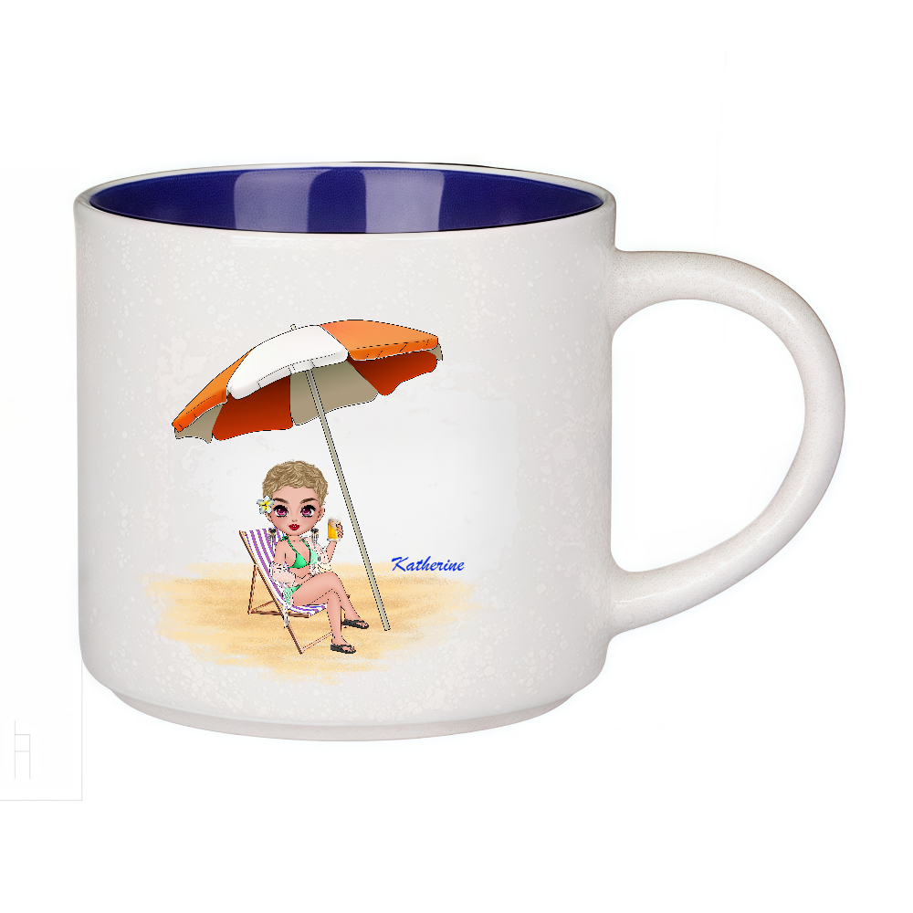Personalized Cartoon Beach Girl Coffee Cup Ceramic Mug Birthday Gift for Her