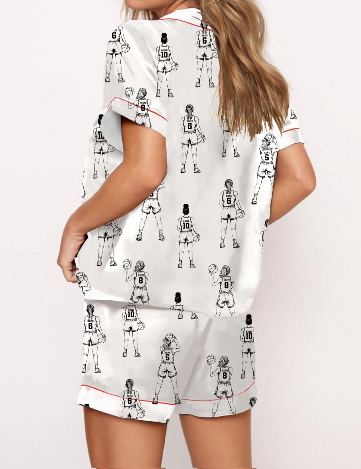 Basketball Silky Satin Pajama Short Set For Women