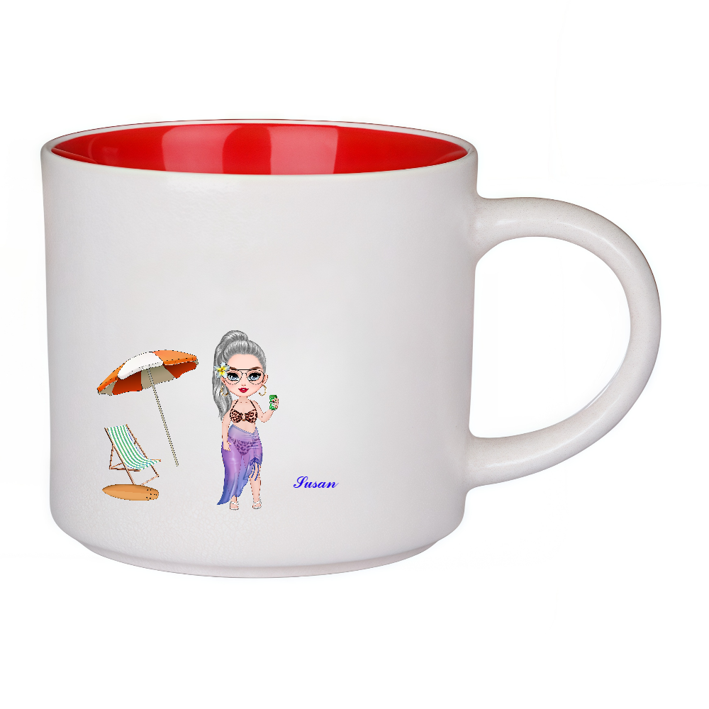Personalized Cartoon Beach Girl Coffee Cup Ceramic Mug Birthday Gift for Her