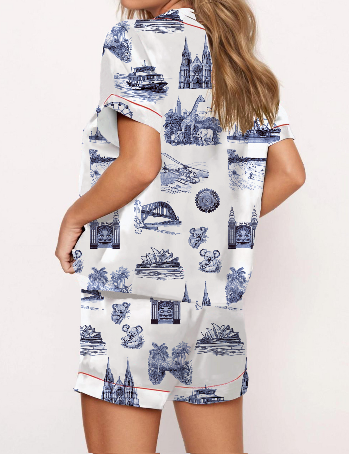 Sydney Travel Toile Silky Satin Pajama Set For Women