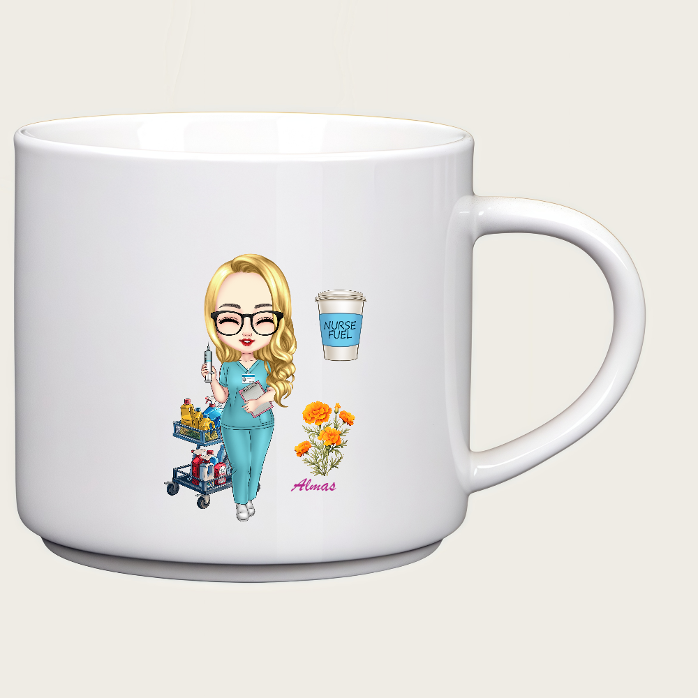Personalized Doctor Coffee Cup Cartoon Ceramic Mug with Birth Flower and Name