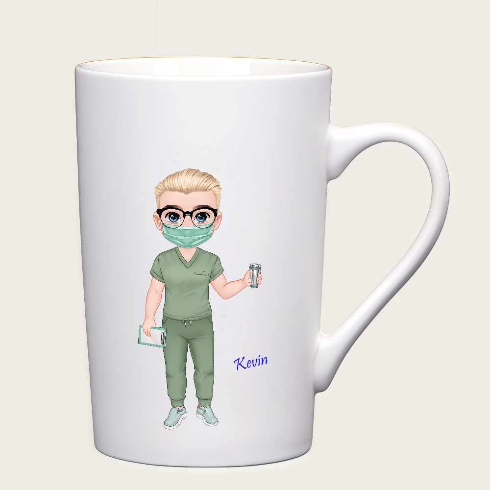 Personalized Cartoon Medical Character Coffee Cup Ceramic Mug Birthday Gratitude Gift for Nurse Doctor Medical Staff