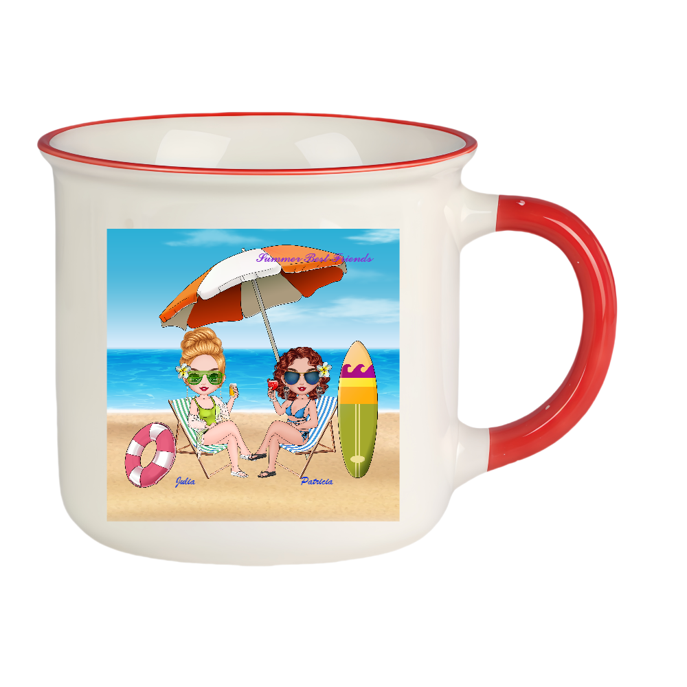 Personalized Cartoon Summer Best Friends Coffee Cup Ceramic Mug Birthday Gift for Friend