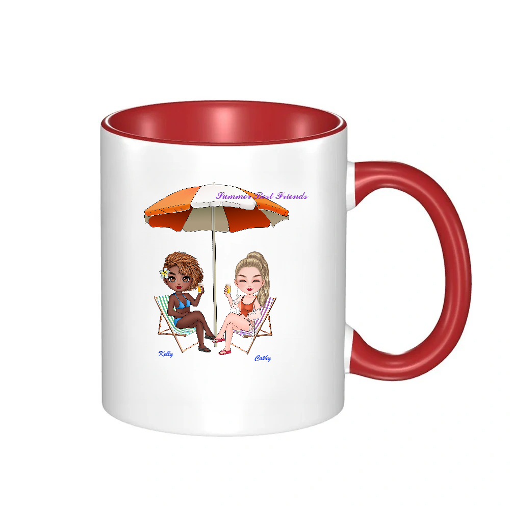 Personalized Cartoon Best Friends Summer Coffee Cup Ceramic Mug Birthday Gift for Friend