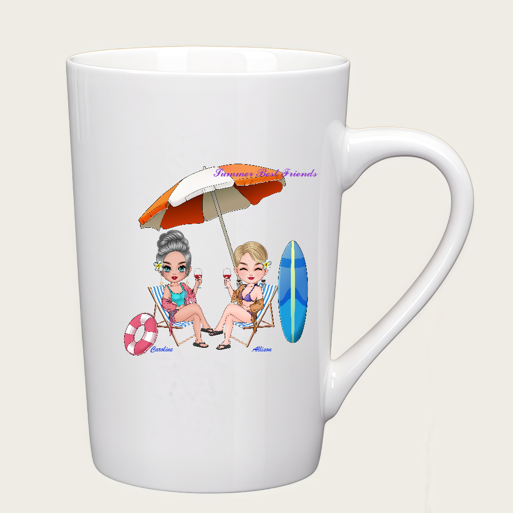Personalized Cartoon Summer Best Friends Coffee Cup Ceramic Mug With Chubby Big Ear Birthday Gift for Friend