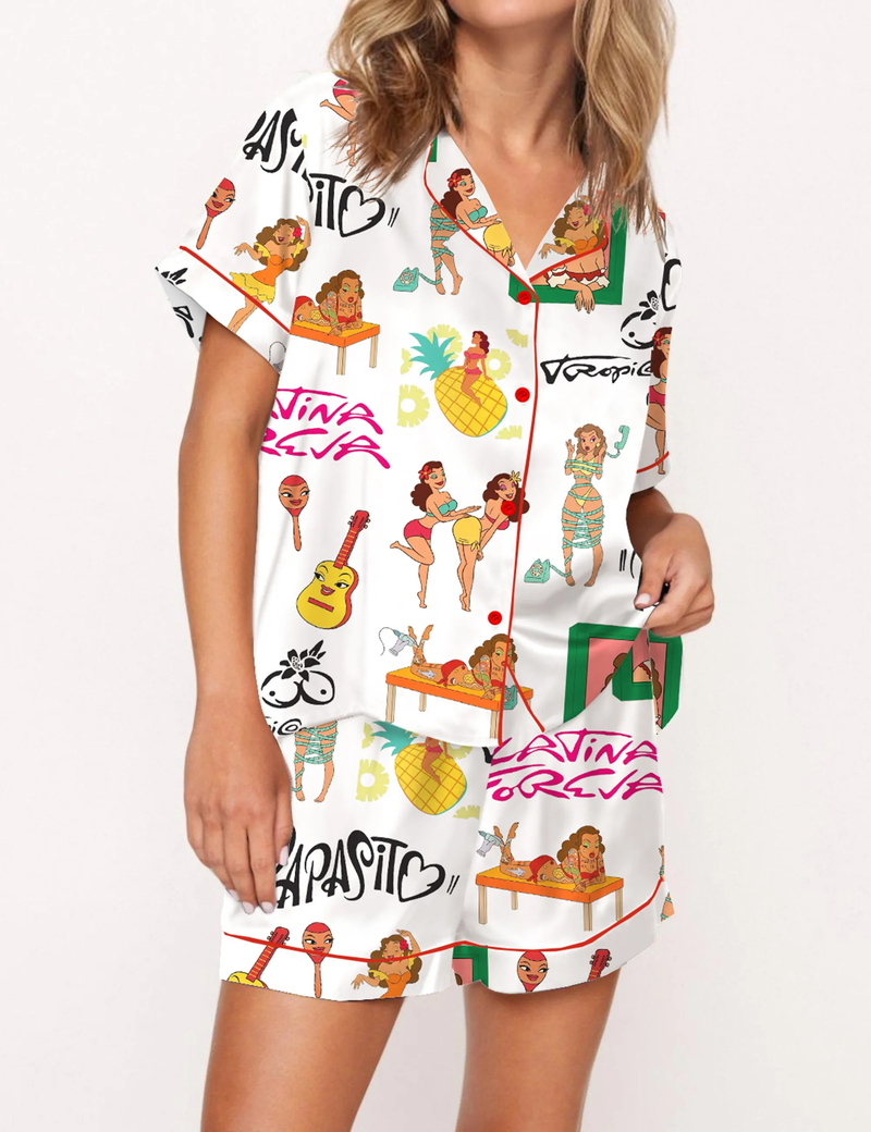Tropicoqueta Karol Silky Satin Pajama Set For Women	
