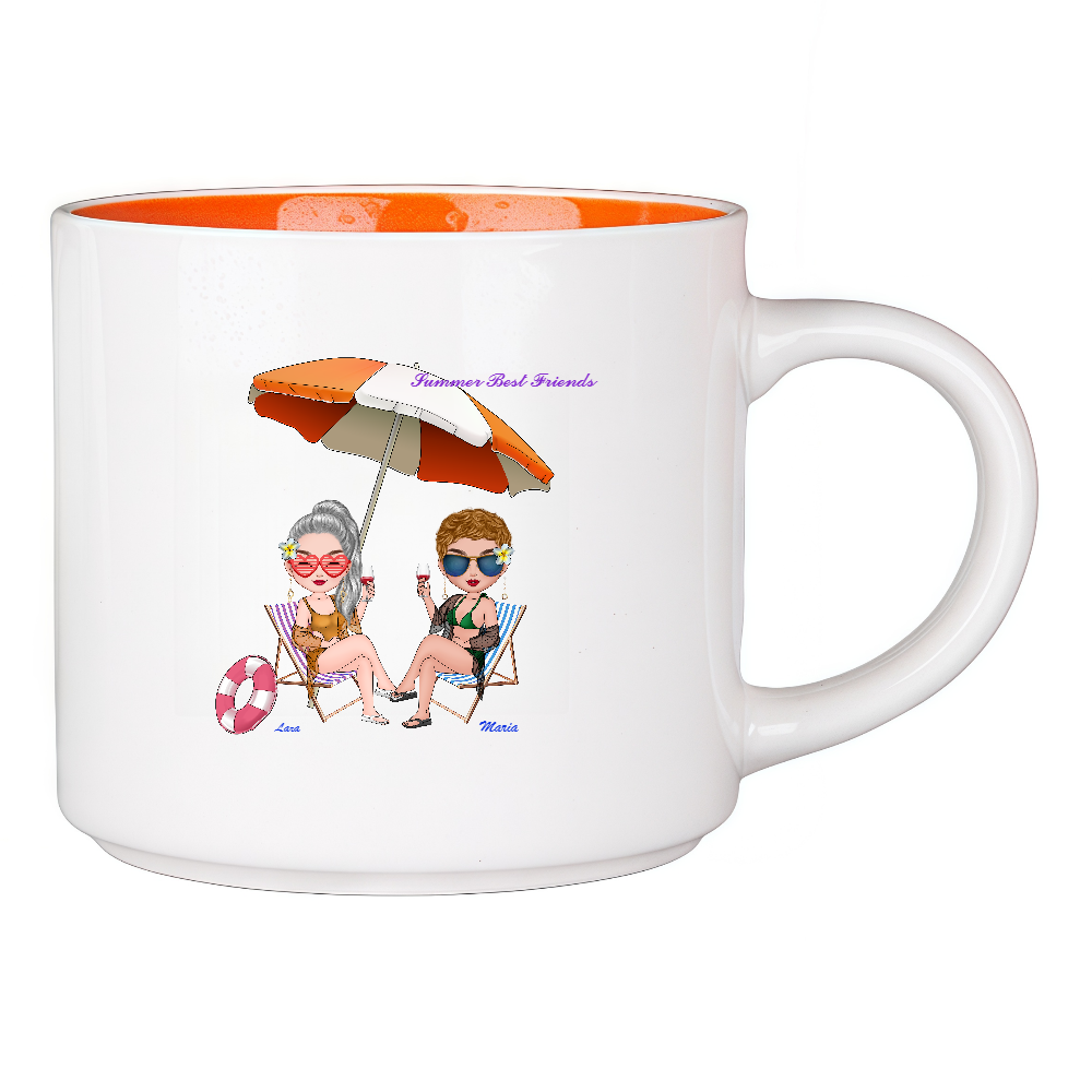 Personalized Cartoon Summer Best Friends Coffee Cup Ceramic Mug Birthday Gift for Friend