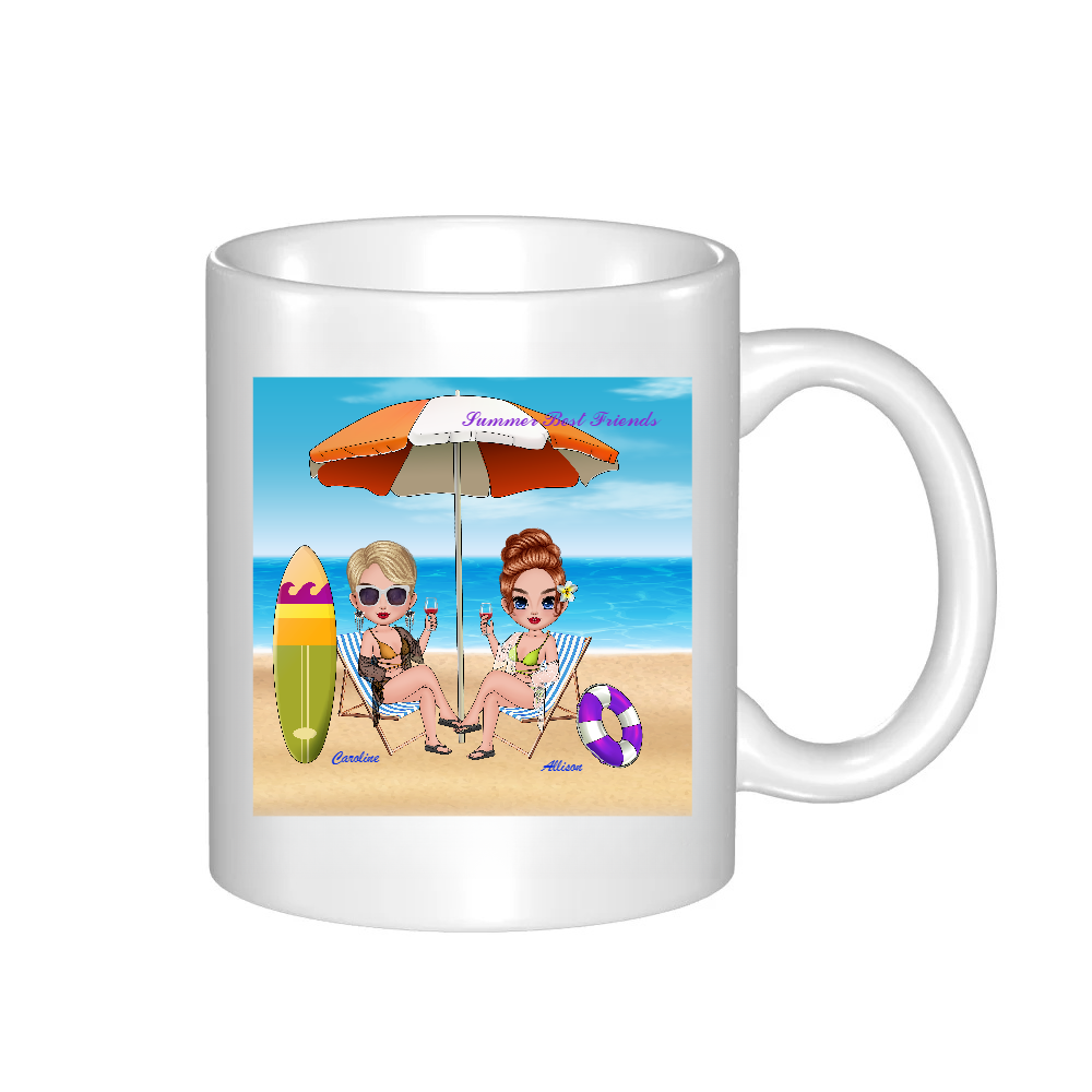 Personalized Cartoon Best Friends Summer Coffee Cup Ceramic Mug Birthday Gift for Friend