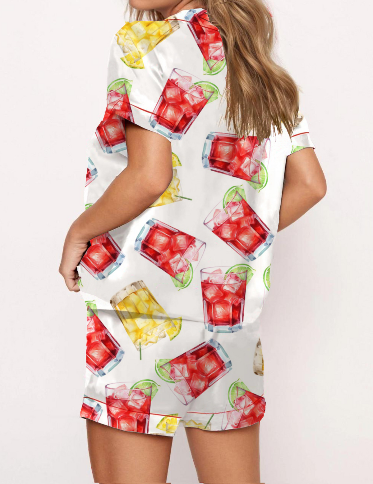 Winey Satin Pajama Short Set