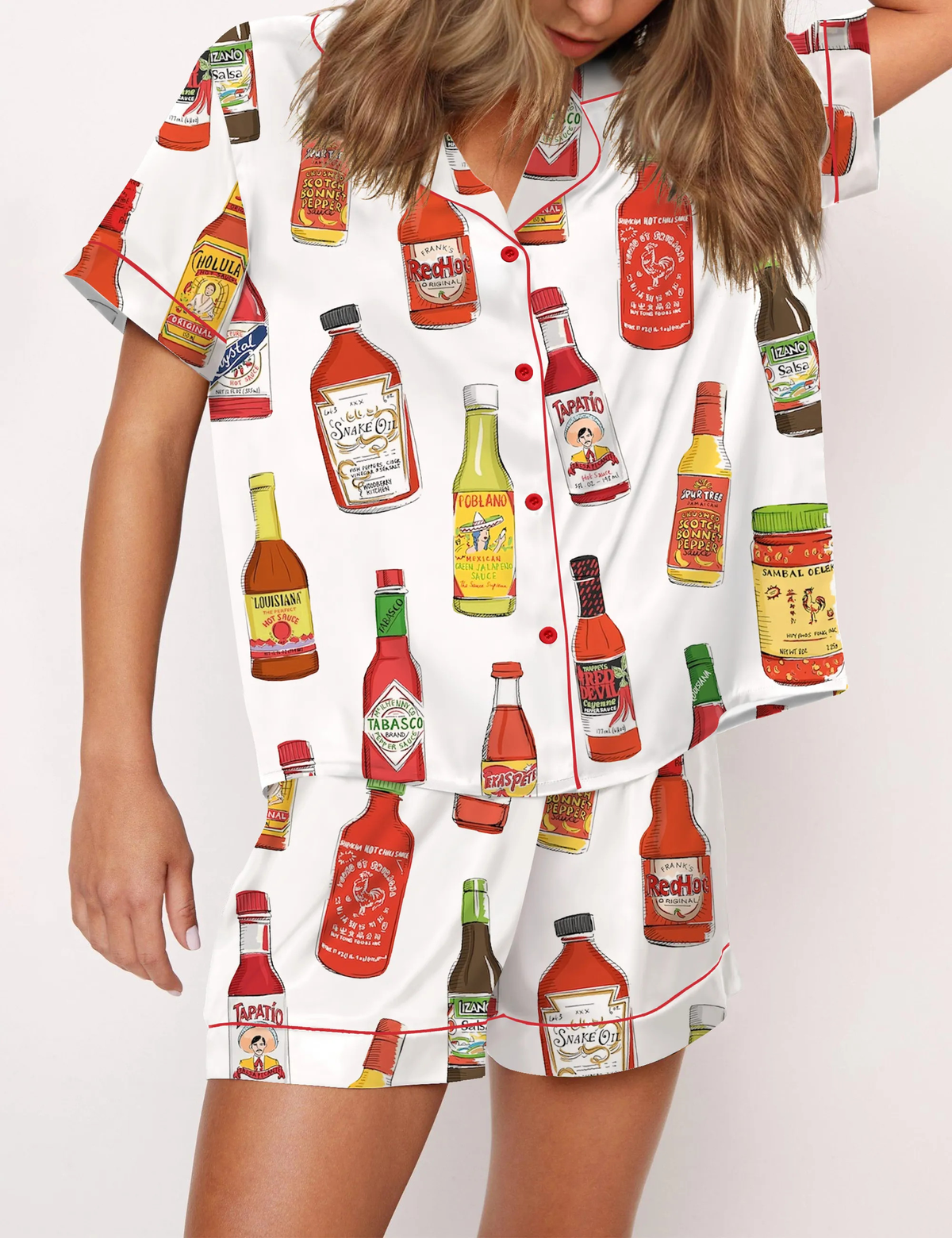 Hot Sauce Silky Satin Pajama Set For Women	