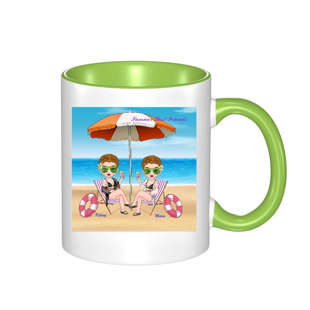 Personalized Cartoon Best Friends Summer Coffee Cup Ceramic Mug Birthday Gift for Friend