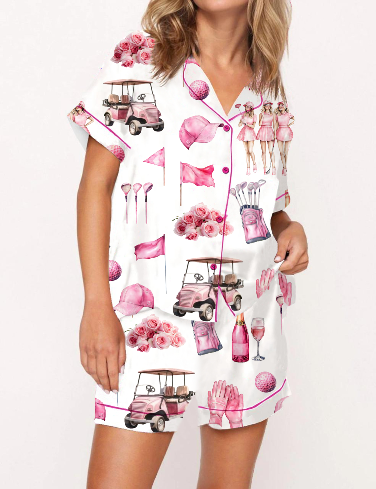 Golf Sport Silky Satin Pajama Set For Women