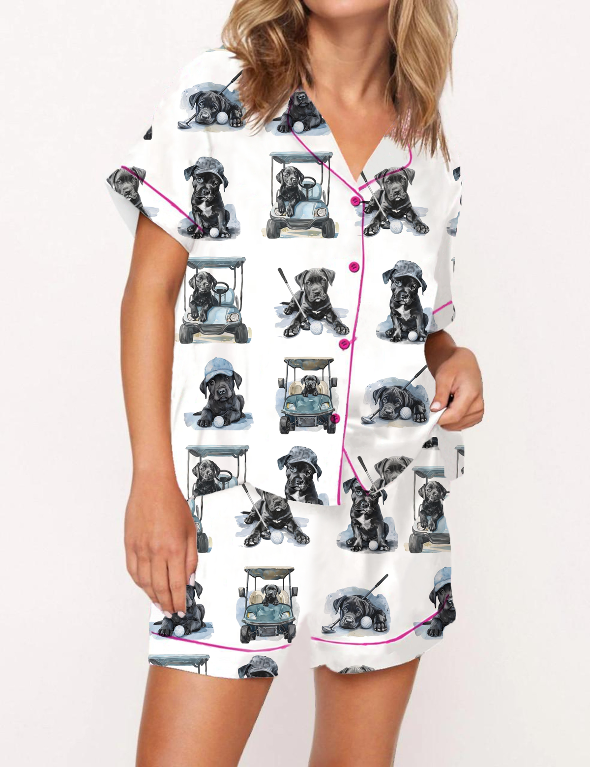 Golf Great Dane Silky Satin Pajama Set For Women