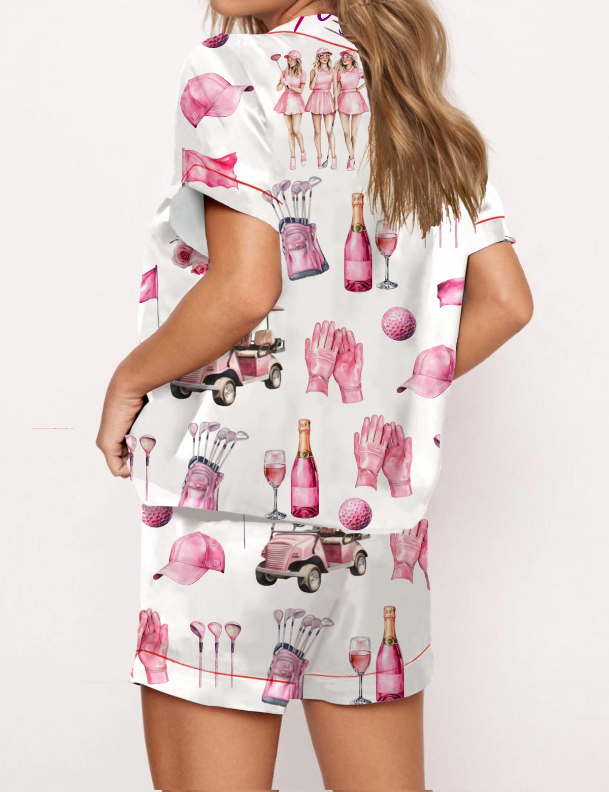 Golf Sport Silky Satin Pajama Set For Women