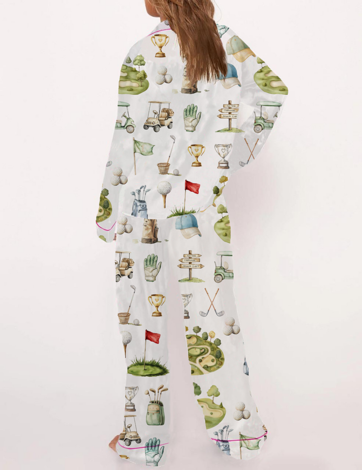 Golf Sport Silky Satin Pajama Set For Women