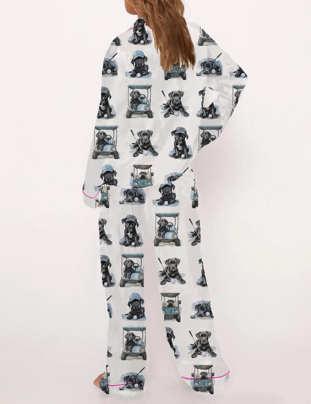 Golf Great Dane Silky Satin Pajama Set For Women