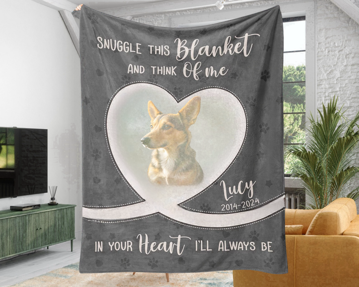 Personalized Dog Memorial Photo Blanket, Pet Blanket with Pictures, Pet Photo Memorial Blanket, Dog Memorial Blanket