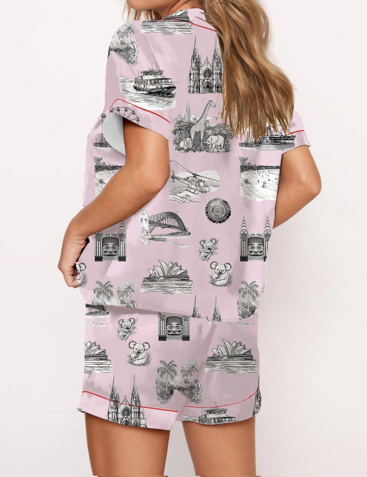 Sydney Travel Toile Silky Satin Pajama Set For Women