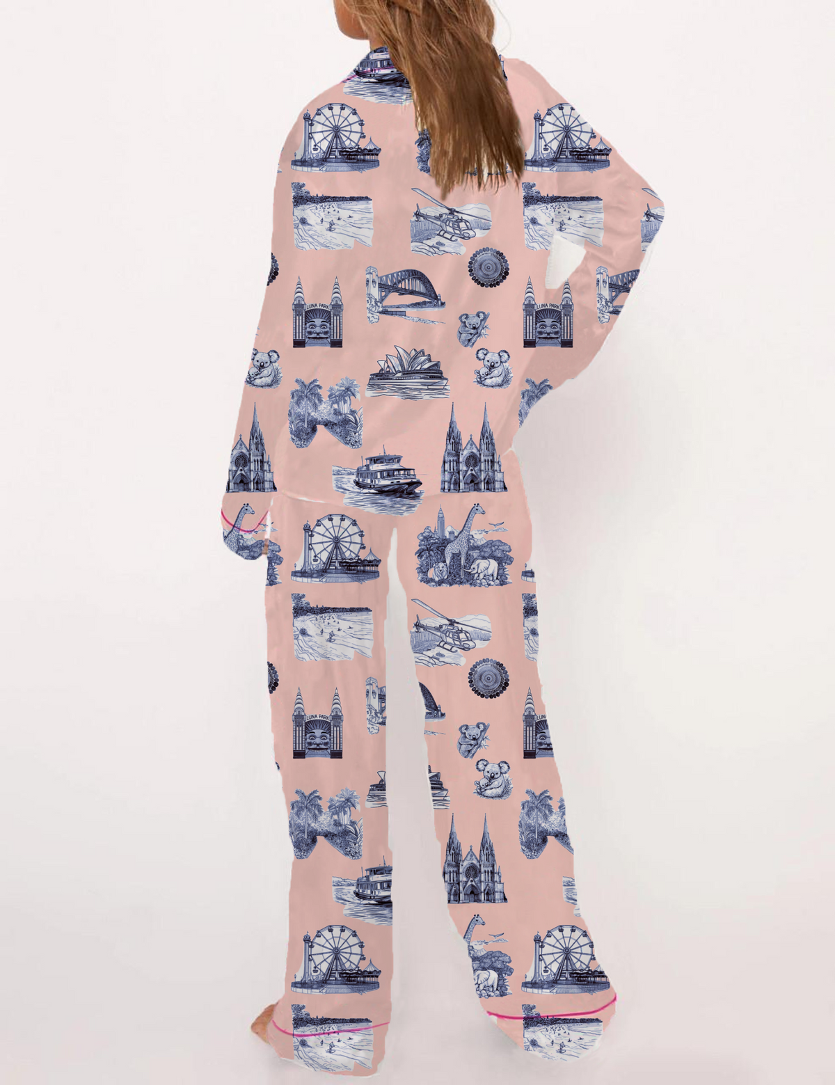 Sydney Travel Toile Silky Satin Pajama Set For Women