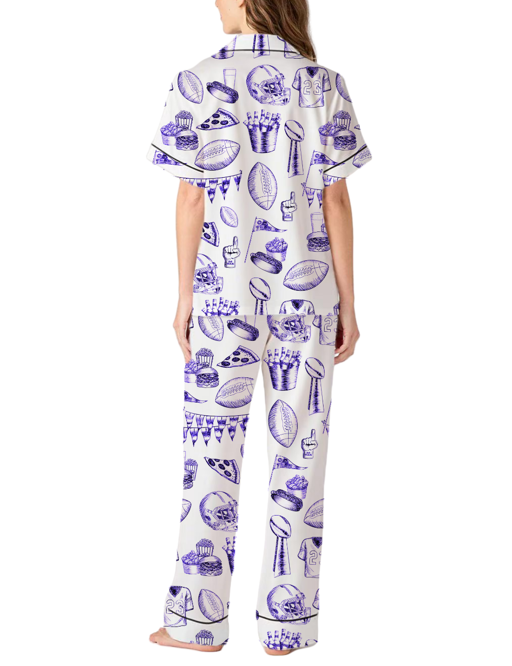 Football Theme Silky Satin Pajama Pants Set For Women
