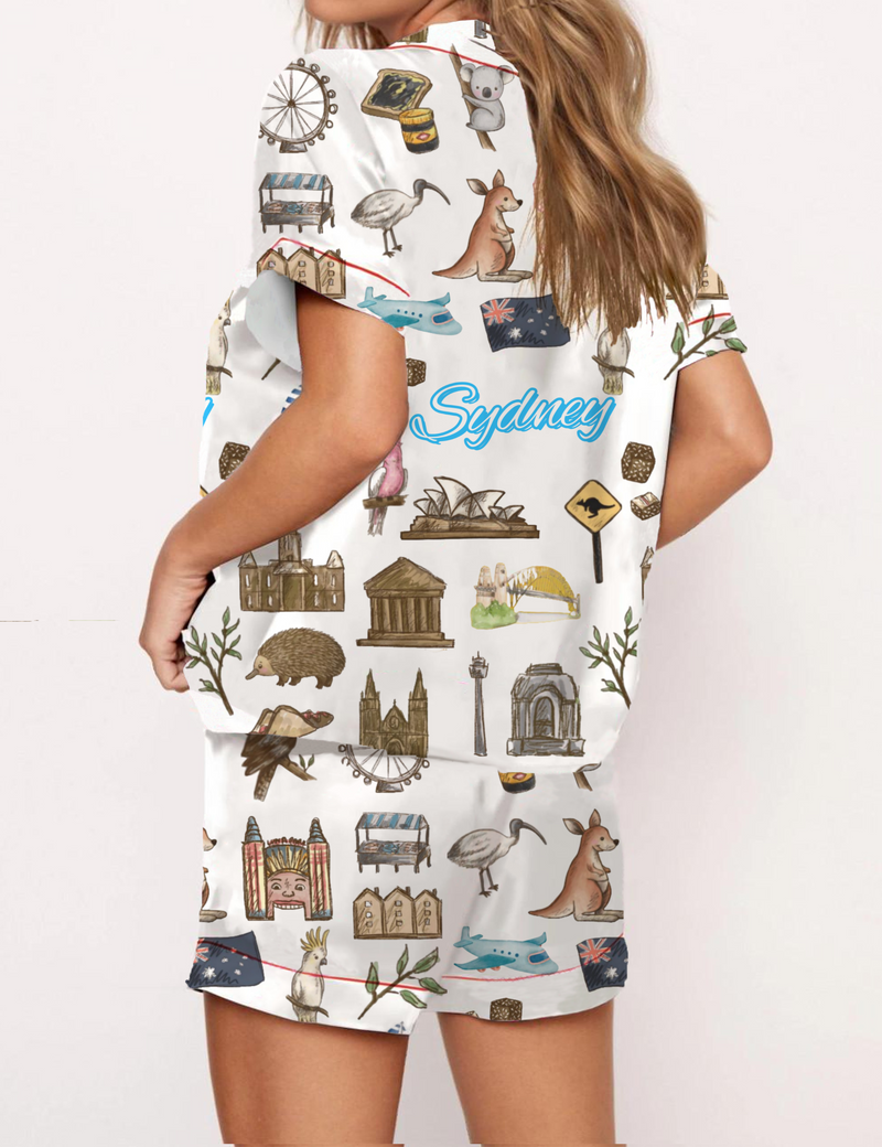 Sydney Travel Silky Satin Pajama Set For Women