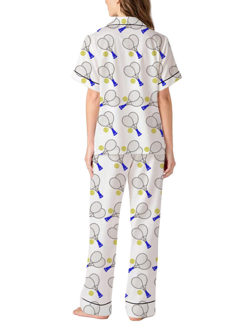 Tennis Silky Satin Pajama Pants Set For Women