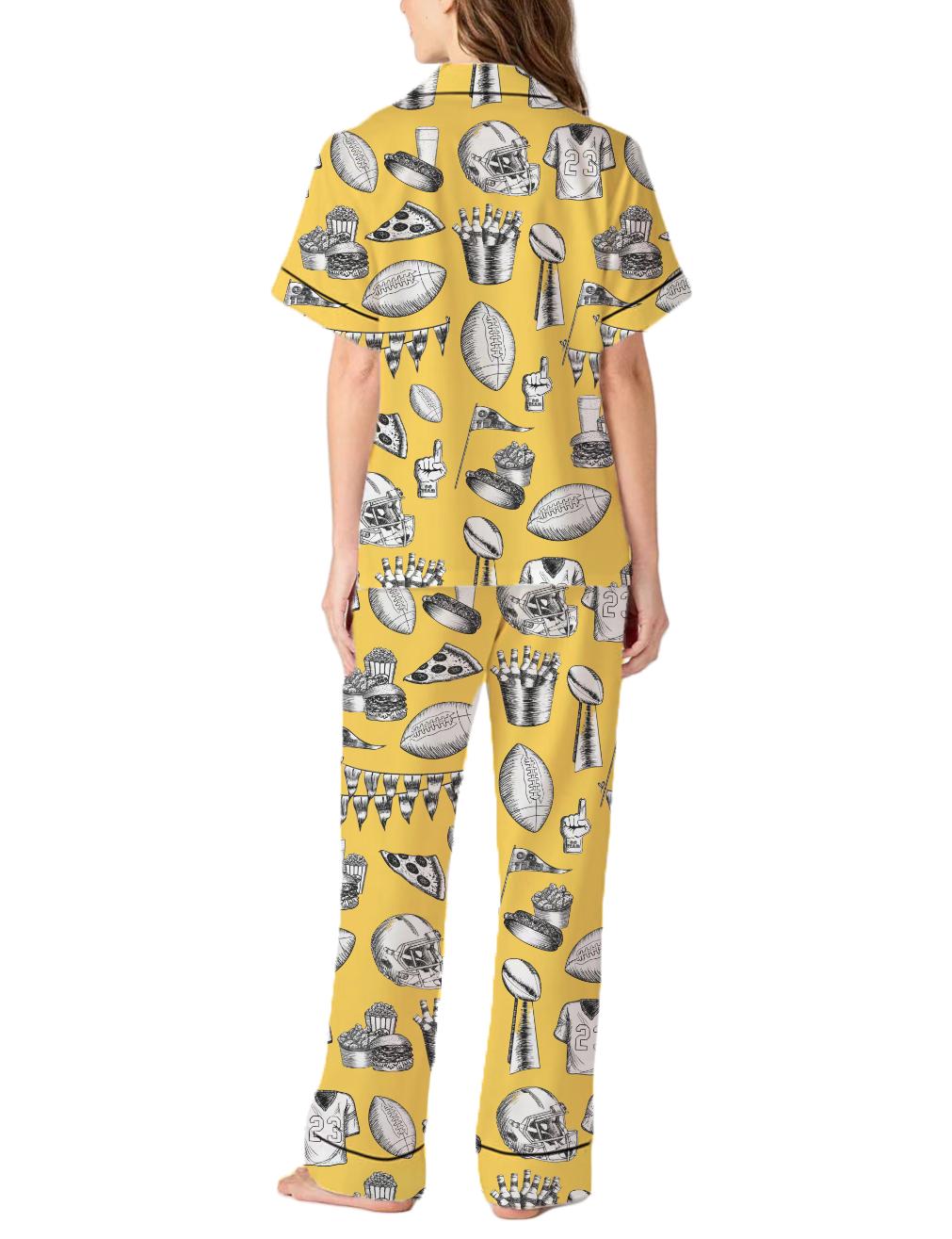 Football Theme Silky Satin Pajama Pants Set For Women